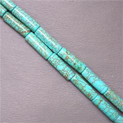 18x6 MM CHINESE TURQUOISE CYLINDERS STRAND - 16 INCHES