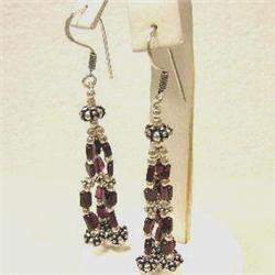 73 CTS GARNET DANGLE EARRINGS - 76 MM LONG