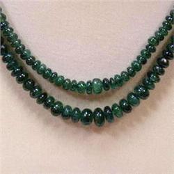 96.10 CTS 2 STRANDS OF GRADUATED EMERALD RONDELLES - LENGTH ADJUSTABLE - INCLUDED