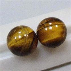 18 MM PAIR OF ROUND TIGER'S EYE BEADS - FULL DRILLED
