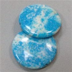 33 MM PAIR OF COIN SHAPED STABILIZED TURQUOISE BEADS - FULL DRILLED