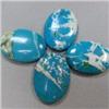 Image 1 : 32x24 MM LOT OF 4 OVAL STABILIZED TURQUOISE BEADS - FULL DRILLED