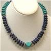 Image 1 : 385 CTS LAPIS LAZULI AND STABILIZED TURQUOISE NECKLACE - 18 INCHES