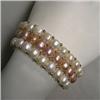 Image 1 : S. SILVER FRESH WATER PEARL ELASTIC BRACELET - 7 INCHES - 23 MM WIDE