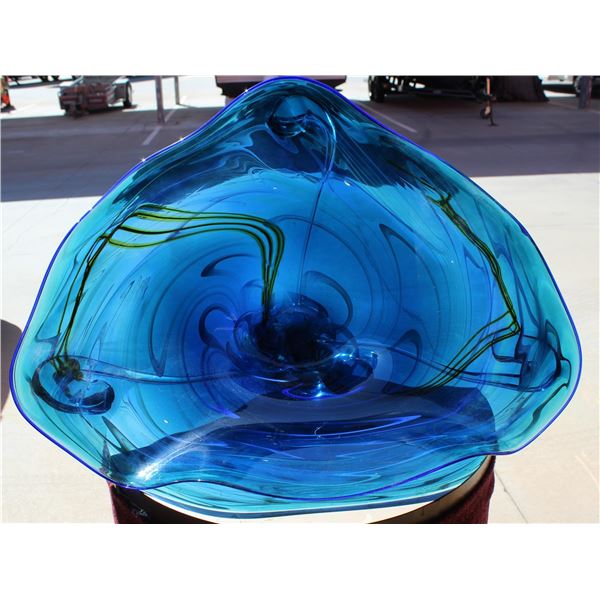 Triangular Blue Bowl #6269 by Dutch Schulze