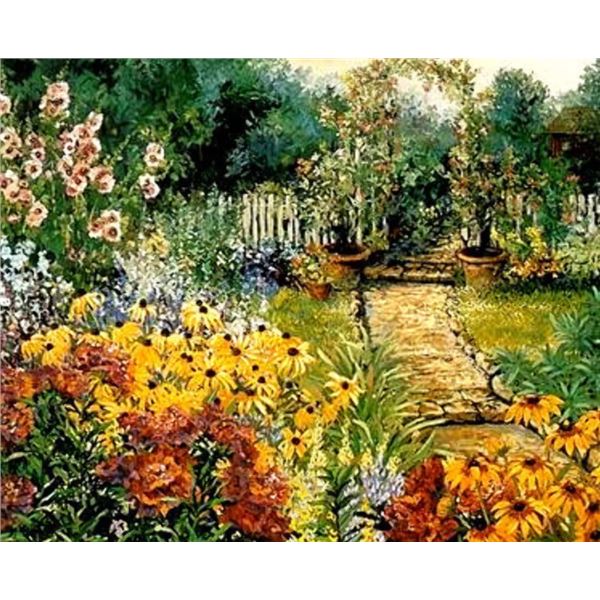 Cobblestone Arbor by John Powell on canvas