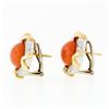 Image 5 : Tiffany & Co. 1985 18k Yellow Gold & Platinum GIA Coral & Diamond Button Earring