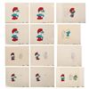 Image 1 : A  Large Group of Smurfs Production Cels and Drawings.
