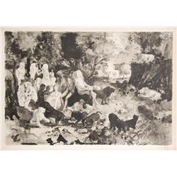 Thomas Cornell, Lions and People, Lithograph