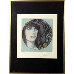 Ernst Fuchs, Portrait, Aquatint Etching