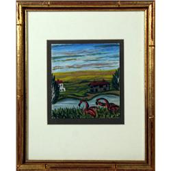 Victor Joseph Gatto, Pink Flamingos, Watercolor