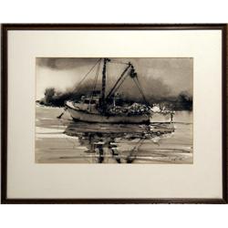 Richard Kimball, Dragger, Ink Drawing