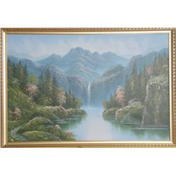 R. Koren, Waterfall, Painting