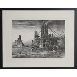 John A. Noble, Grain Elevators, Lithograph