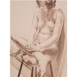 Philip Pearlstein, Girl on Stool, Nude Lithograph