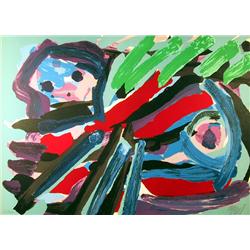 Karel Appel, Walking with my Bird, Lithograph 