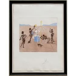 Salvador Dali, The Golden Helmet of Mandrino, Etching 