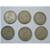 Image 2 : LOT OF 6 DIFFERENT DATES - SILVER CANADIAN QUARTERS (1918, 1919, 1920, 1928, 1929, 1930)