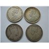 Image 2 : LOT OF 4 DIFFERENT DATES - SILVER CANADIAN HALF DOLLARS (1906, 1913, 1918, 1919)