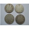 Image 1 : LOT OF 4 DIFFERENT DATES - SILVER CANADIAN HALF DOLLARS (1916, 1917, 1918, 1919)