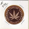 Image 1 : 1 OUNCE COPPER  .999 FINE - CANNABIS - LEGALIZE IT