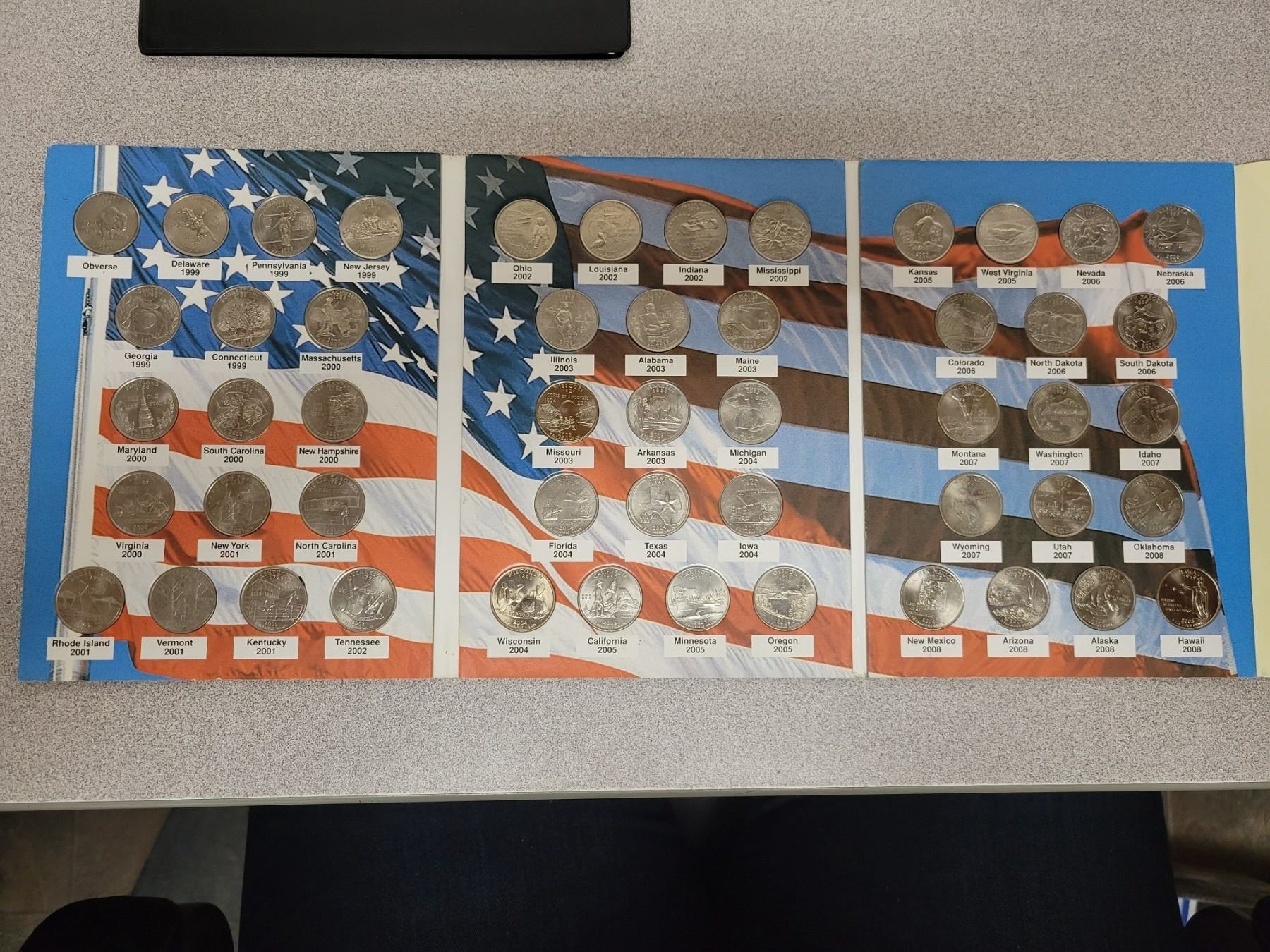 Complete set of 50 U.S. State Quarters. 1999 – 2008. Housed in a ...