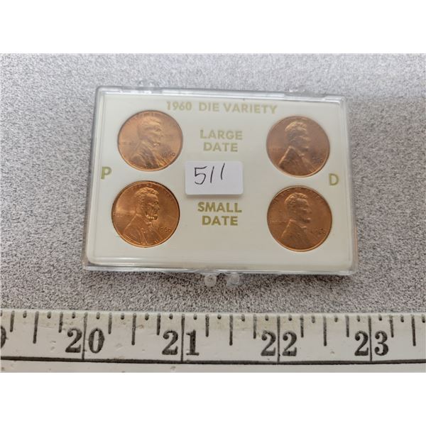 Complete Set Of 4 U S Die Variety Lincoln Cents 1960 Large Date And complete-set-of-4-u-s-die-variety-lincoln-cents-1960-large-date-and