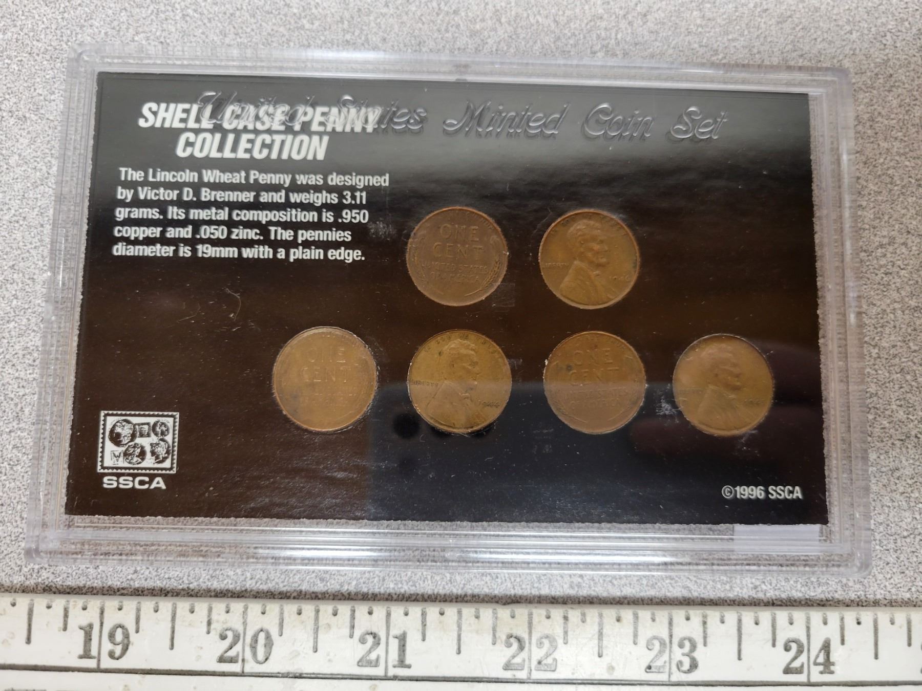 Shell Case Penny Collection. Set of 6 coins, all made from shell ...