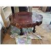 Image 1 : Large Antique wood slab table (slab is 32" w x 42" D - 100 year old)