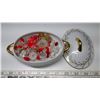 Image 2 : Lot of red and crystal glass buttons in salesman sample casserole dish