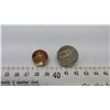 Image 1 : Marbles, Basket Swirl 1” fair condition, latticinio core, ½” very good condition