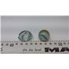 Image 2 : Marbles, latticinio core 1” good condition, and odd football shaped marble clear, white streaks