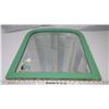 Image 1 : Bevelled mirror in oak frame (green enamelled paint)