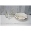Image 2 : Large Enamel Bowl, 2 Vases, Liquor Decanter