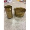 Image 1 : 2 Brass pieces, Umbrella Holder 17" H and Pot - 18"x11"