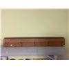 Image 1 : Oak Coat Rack 48" Wide, 5 Brass Hooks