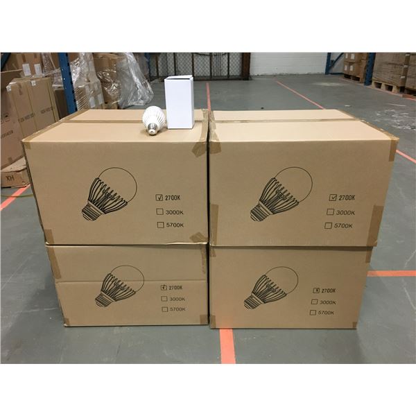 4 CASES OF NEW 2700K LED LIGHT BULBS (72 PER CASE)