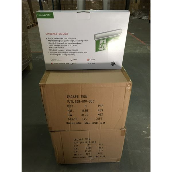 2 CASES OF NEW LED EXIT SIGNS - 6PCS. PER CASE