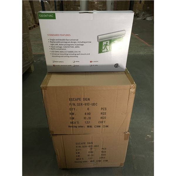 2 CASES OF NEW LED EXIT SIGNS - 6PCS. PER CASE