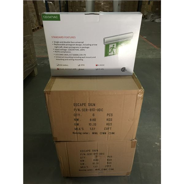 2 CASES OF NEW LED EXIT SIGNS - 6PCS. PER CASE