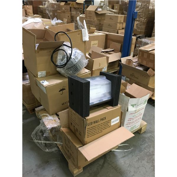 PALLET OF NEW ASSORTED LED LIGHTING - INCLUDES HIGH BAY LIGHTS, LED WALL PACKS, ETC.