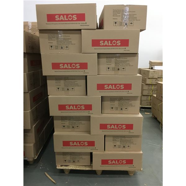 PALLET OF APPROX. 40 BOXES OF NEW SALOS MEDICAL GRADE SURGICAL MASKS