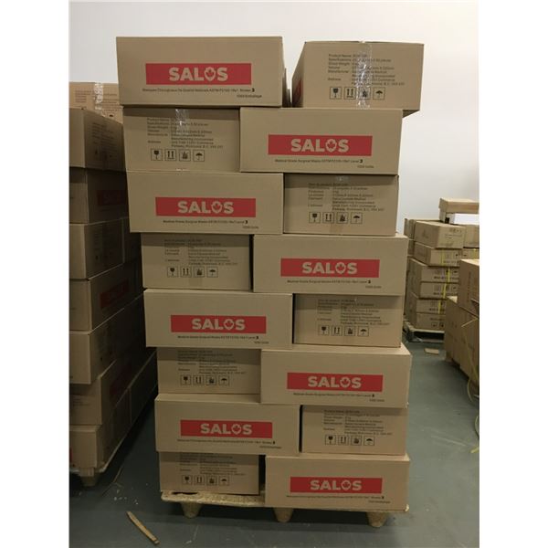 PALLET OF APPROX. 40 BOXES OF NEW SALOS MEDICAL GRADE SURGICAL MASKS