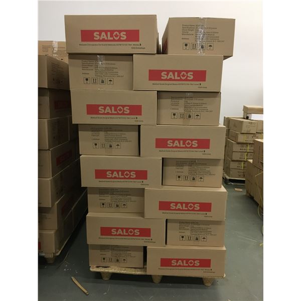 PALLET OF APPROX. 40 BOXES OF NEW SALOS MEDICAL GRADE SURGICAL MASKS