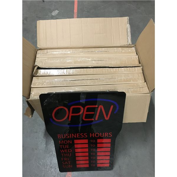 BOX OF 5 NEW LIGHT UP OPEN SIGNS WITH BUSINESS HOURS