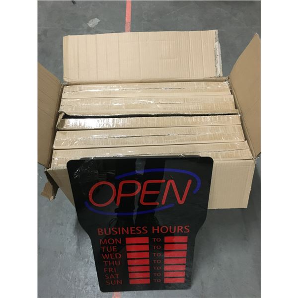 BOX OF 5 NEW LIGHT UP OPEN SIGNS WITH BUSINESS HOURS