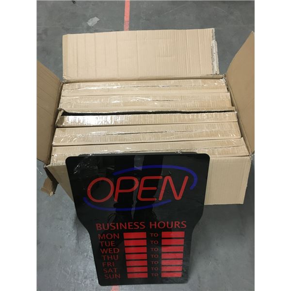 BOX OF 5 NEW LIGHT UP OPEN SIGNS WITH BUSINESS HOURS