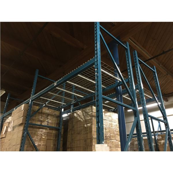 BLUE PALLET RACKING WITH MESH DECK (4) SECTIONS (EACH SECTION APPROX ...