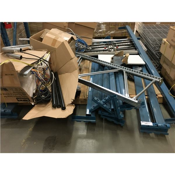 PALLET RACKING BEAMS, MESH DECKING, AND ASSORTED ELECTRICAL