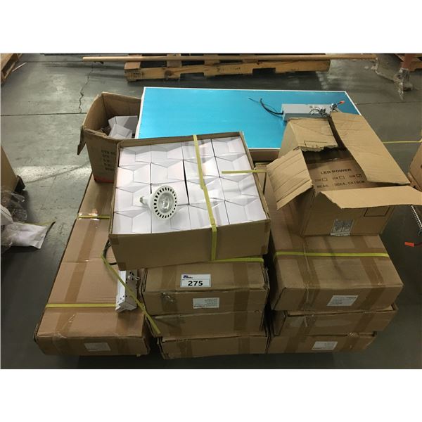 PALLET OF ALL NEW LIGHTING AND RELATED PRODUCTS: LED PANEL LIGHTS, FLOOD LIGHTS PAR38 4000K, & MORE